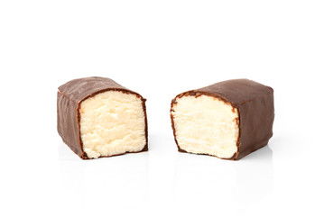 Glazed cheese bar isolated on white background.