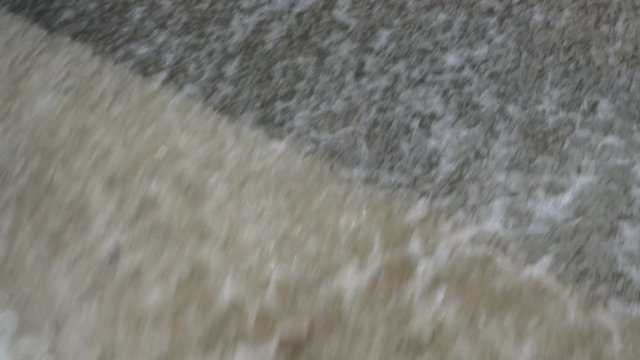 Flood waters at weir, Saar River, Serrig, Rhineland-Palatinate, Germany, Europe