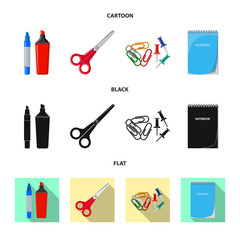 Isolated object of office and supply logo. Set of office and school stock symbol for web.