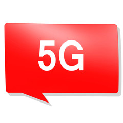 5G word on red speech bubble