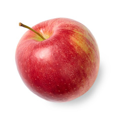 Red fresh apple cut out. Top view.
