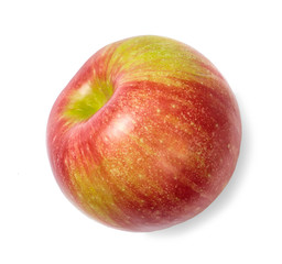 Red fresh apple cut out. Top view.