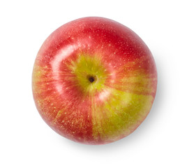 Red fresh apple cut out. Top view.