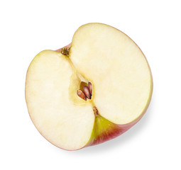 A half of apple isolated on white background. Top view.