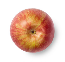 Red fresh apple cut out. Top view.