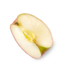 A slice of apple isolated on white background. Top view.