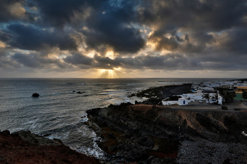 Lanzarote, Spanien, Kanarische Inseln, Kueste bei El Golfo