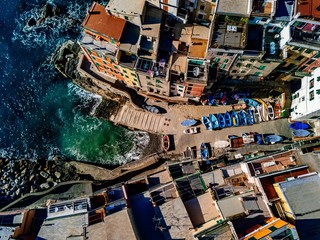 Fototapeta na wymiar Aerial view of Cinque Terre, Riomaggiore, Italy.
