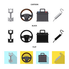 Vector illustration of auto and part symbol. Set of auto and car vector icon for stock.