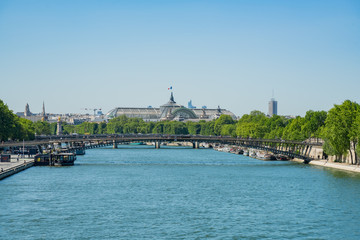 Beautiful cityscape with the famous Seine river and Grand Palais