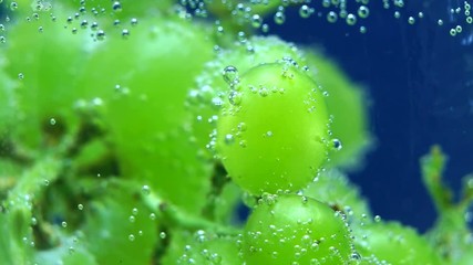 green grapes in water close-up bubbles slow motion - Powered by Adobe