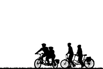 Fototapeta na wymiar silhouette cyclists bicycle riders on white background.
