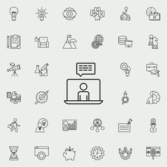 perform in a laptop icon. Startup icons universal set for web and mobile