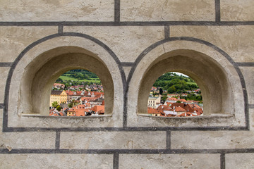 view of český Krumlov from the fortress