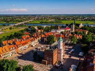 Sandomierz Panorama rynku Stare Miasto - obrazy, fototapety, plakaty