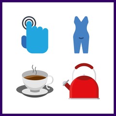 4 mug icon. Vector illustration mug set. pyjamas and tap icons for mug works