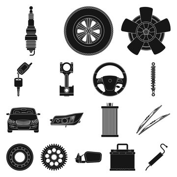 Vector design of auto and part icon. Set of auto and car vector icon for stock.
