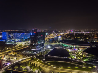 Katowice nocna panorama miasta 
