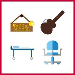4 chair icon. Vector illustration chair set. wheelchair and wheel chair icons for chair works