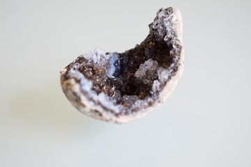 a quartz geode mineral harvested and analyzed in the laboratory