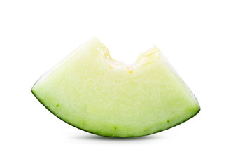 slice cantaloupe melon isolated on white background