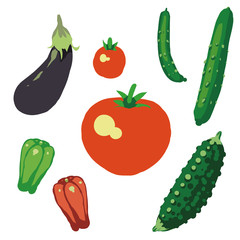 夏野菜 イラストセット1 -Summer vegetable illustration set1-