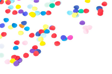 Colorful confetti, isolated on white