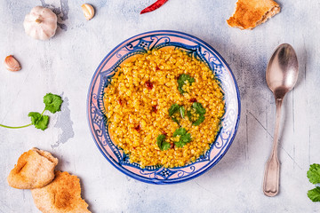 Lentil soup (Masoor Dal or Dal Tadka Curry)