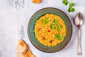 Lentil soup (Masoor Dal or Dal Tadka Curry)