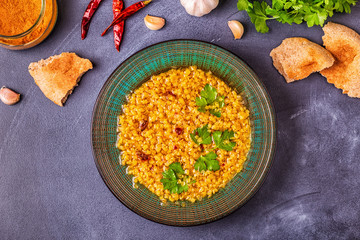 Lentil soup (Masoor Dal or Dal Tadka Curry)