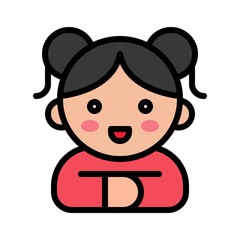 Chinese girl vector, Chinese new year character filled outline icon