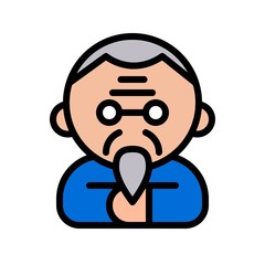 Chinese grandpa vector, Chinese new year character filled outline icon