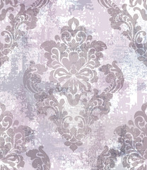 Rococo texture pattern Vector. Floral ornament decoration old effect. Victorian engraved retro design. Vintage fabric decors. Lavender colors
