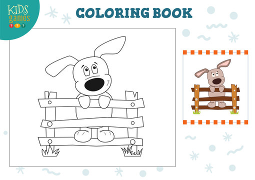 Coloring book with funny puppy vector illustration