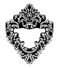 Imperial Baroque Mirror frame Vector. French Luxury rich intricate ornaments. Victorian Royal Style decors