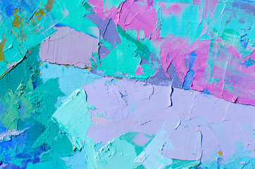 Abstract colorful oil painting on canvas. Oil paint texture with brush and palette knife strokes....