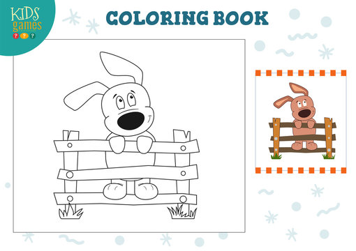 Coloring page with funny dog vector illustration