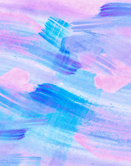 Blue watercolor background, shades of blue. watercolor stain, abstract color background, blot, blob, splash of blue paint. Grunge texture. 