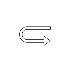 Simple black icon on white background. Repeat icon. Vector illustration web design element. curve arrow