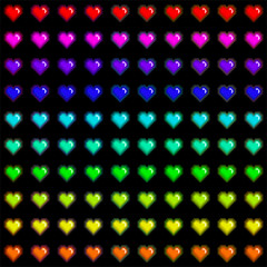 pixel heart in black background flat vector illustration icon