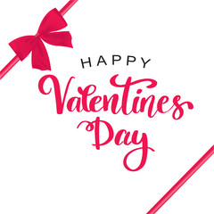 Happy Valentines Day typography poster with handwritten calligraphy text, isolated on white background.