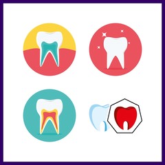 4 dentist icon. Vector illustration dentist set. spoiled tooth and tooth icons for dentist works