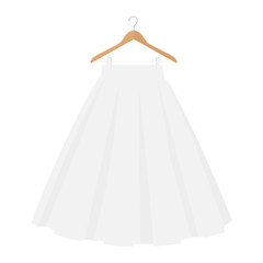 Vector white skirt template, design fashion woman illustration. Women bubble skirt on hanger