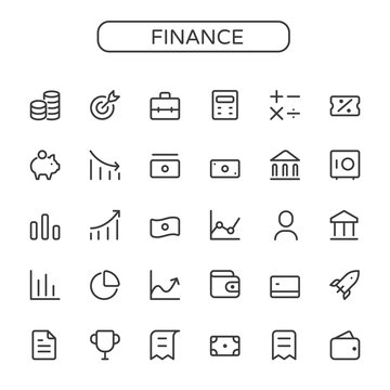 Finance,business vector thin line mini icons set. 16x16 px. Pixel perfect.Editable stroke.
