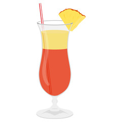 Classic alcohol cocktail drink isolated on white. Vector illustration. Tequilla Sunrise