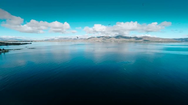 Fly above sevan lake