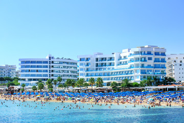 Cyprus beautiful coastline, beach Mediterranean sea.