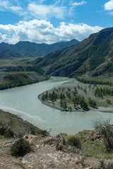Plakat Reka Katun', Altay, Sibir'. Vid sverkhu 38/5000 Katun River, Altai, Siberia. View from above