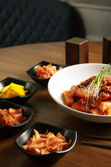Asian food. korean cuisine. Top view food. Traditional korean cuisine set. Copy space. Restaurant, food menu, recipe, cafe concept. Lifestyle food