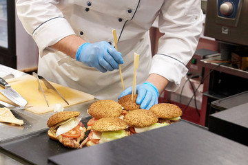 Closeup of a hamburger cooking process.